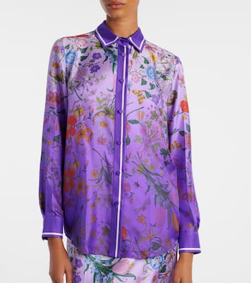 Camicia in seta con stampa floreale | Gucci