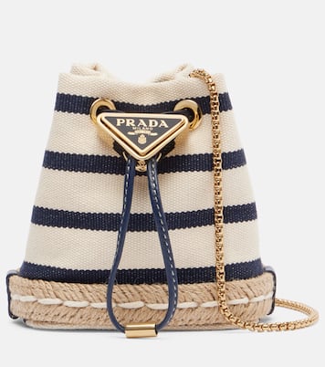 Mini striped canvas bucket bag | Prada