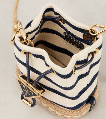Mini striped canvas bucket bag | Prada