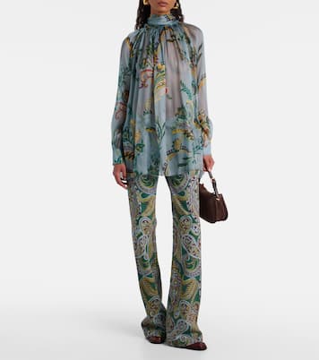 Printed ruched silk top | Etro