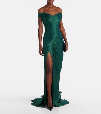 Ruched off-shoulder bustier gown  | Marmar Halim