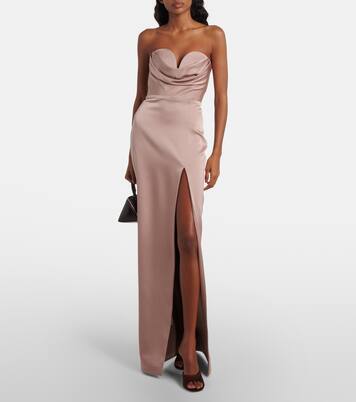Draped satin bustier gown | Alex Perry