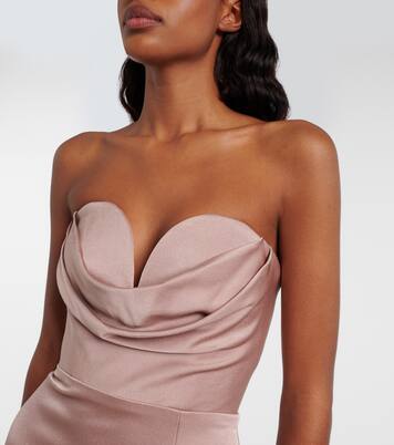 Draped satin bustier gown | Alex Perry