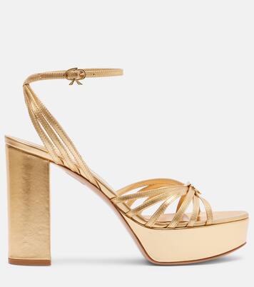 Rita 70 metallic leather platform sandals | Gianvito Rossi