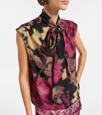 Printed tie-neck top | Dries Van Noten