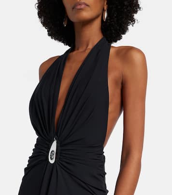 Vestido largo de jersey fruncido adornado | Christopher Esber