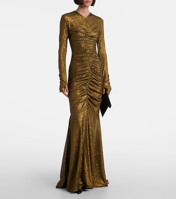 Gathered sequined gown  | Norma Kamali