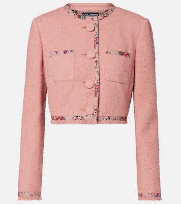 Veste raccourcie en tweed mélangé à fleurs | Dolce&Gabbana