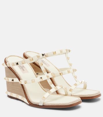 Wedge-Sandalen Rockstud 100 aus Leder | Valentino Garavani
