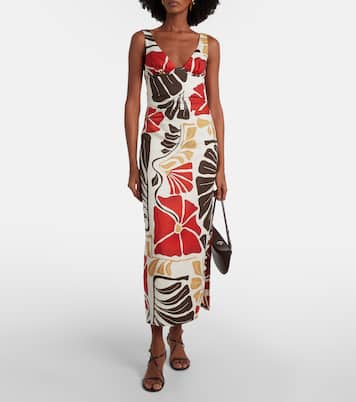 Robe midi Julietta en lin à fleurs | SIR