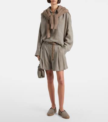 Perforated leather and suede espadrilles | Brunello Cucinelli