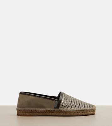 Perforated leather and suede espadrilles | Brunello Cucinelli