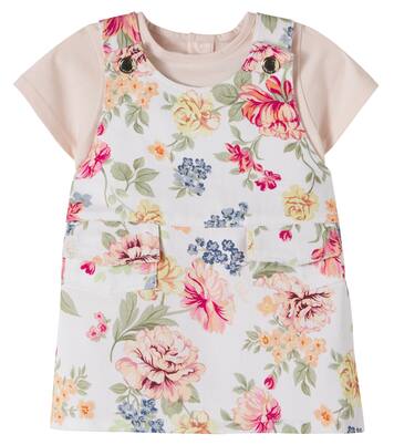 Baby logo floral cotton dress and T-shirt set | Chloé Kids