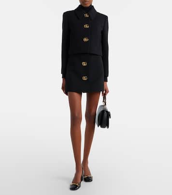 Mini-jupe Double G en crêpe de laine | Gucci