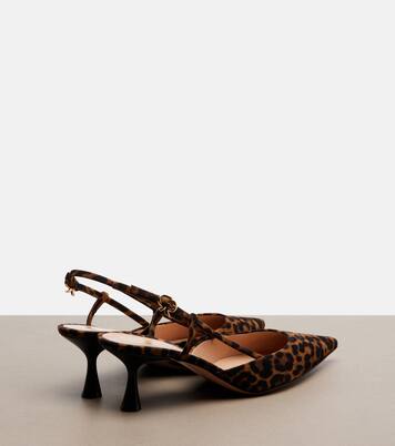Ascent leopard-print suede slingback pumps | Gianvito Rossi