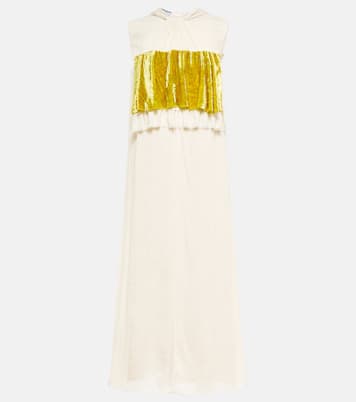 Vestido midi de terciopelo y sarga | Prada