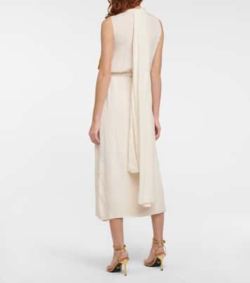 Vestido midi de terciopelo y sarga | Prada