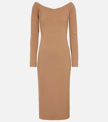 Off-shoulder wool jersey midi dress | Fendi