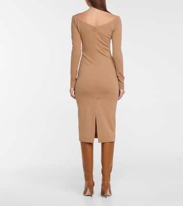 Off-shoulder wool jersey midi dress | Fendi