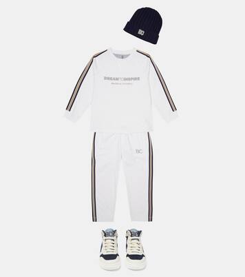 Leather-trimmed sneakers | Brunello Cucinelli Kids