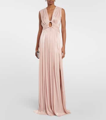 Draped satin gown | Costarellos