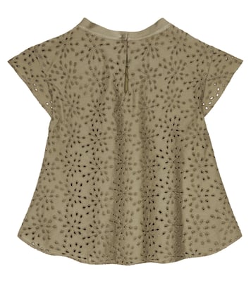 Top en coton mélangé à broderies anglaises | Brunello Cucinelli Kids