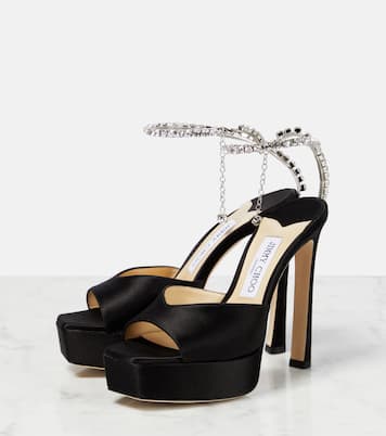 Saeda 125 embellished satin platform sandals | Jimmy Choo