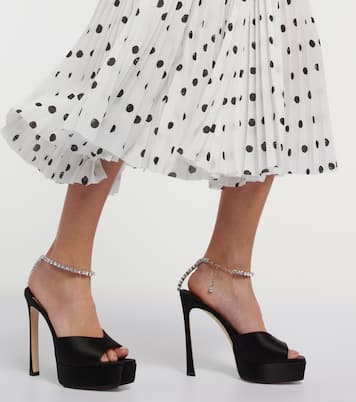 Saeda 125 embellished satin platform sandals | Jimmy Choo