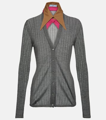 Cárdigan de cachemir y seda con cuello | Prada