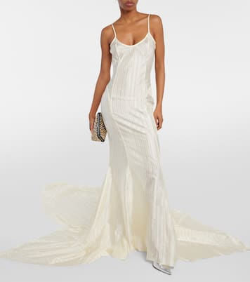 Robe longue rayée en satin | The Attico