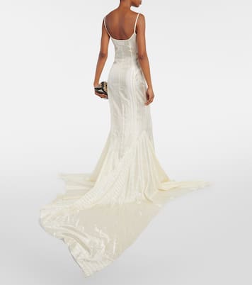 Robe longue rayée en satin | The Attico
