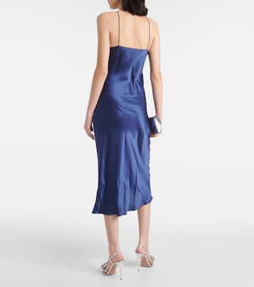 Vestido midi de seda con aplique floral | Rodarte