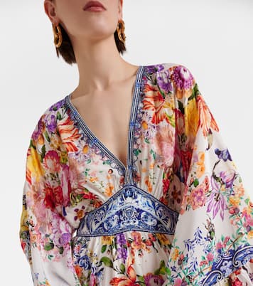 Vestido largo de crepé de seda floral | Camilla