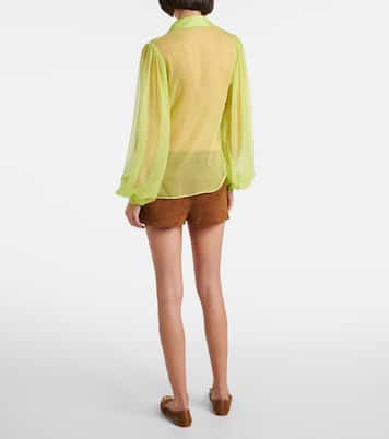 Blusa in chiffon di seta con fiocco | Gucci