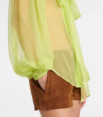 Blusa in chiffon di seta con fiocco | Gucci