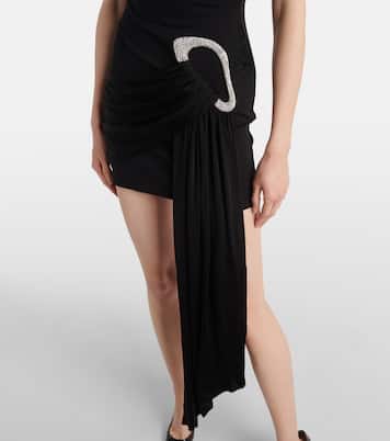 Embellished draped jersey minidress | David Koma