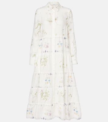 Floral printed tiered linen shirt dress | Erdem