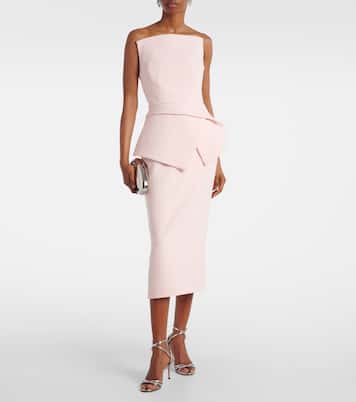 Vestido midi de crepé con cinturón | Safiyaa