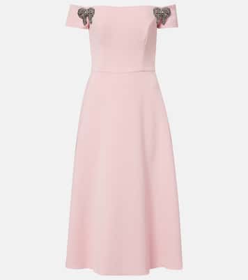 Robe midi à encolure bardot | Carolina Herrera