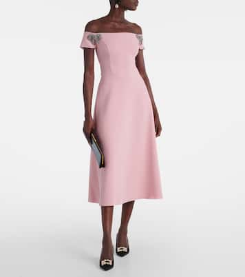 Robe midi à encolure bardot | Carolina Herrera
