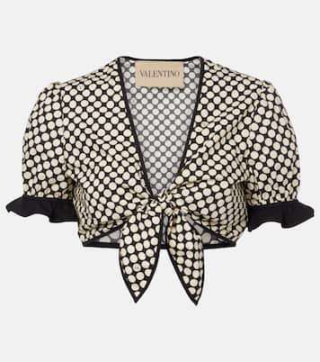 Cropped-Top Plus De Pois aus Baumwollpopeline | Valentino