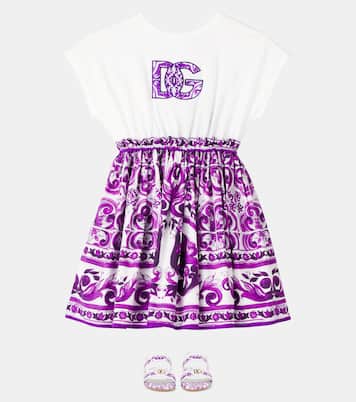 DG Majolica cotton poplin dress | Dolce&Gabbana Kids