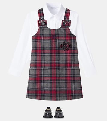 DG floral-appliqué tartan dress | Dolce&Gabbana Kids