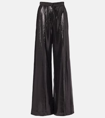 Sequined satin wide-leg pants | Elie Saab