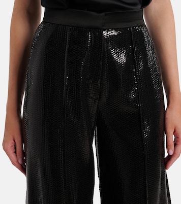 Sequined satin wide-leg pants | Elie Saab