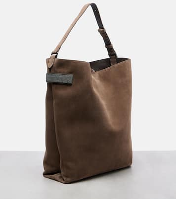 Suede shoulder bag | Brunello Cucinelli