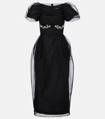 刺绣薄纱中长连衣裙 | Simone Rocha