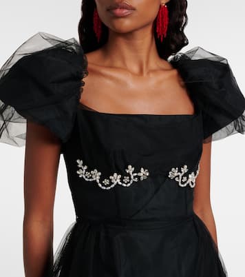 刺绣薄纱中长连衣裙 | Simone Rocha