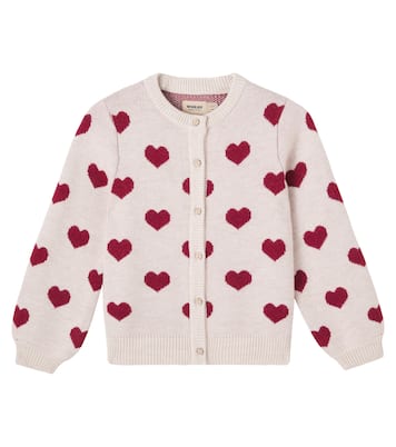 Hearts jacquard wool cardigan | Wheat