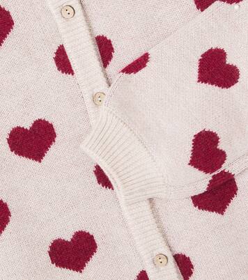 Hearts jacquard wool cardigan | Wheat